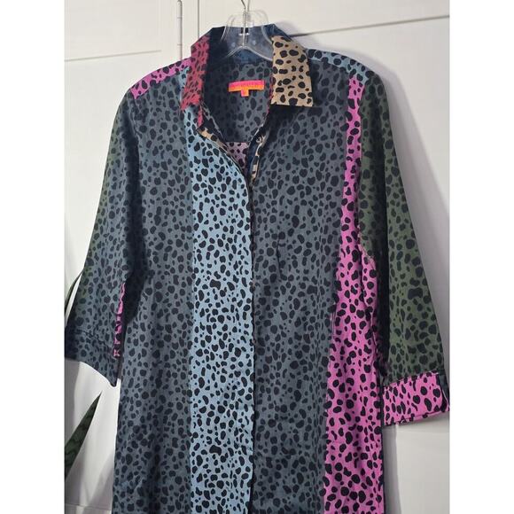 Anthropologie Vilagallo Womens Shirt 3/4 Button Dress Size 40 Colorblock Retro - Picture 2 of 7